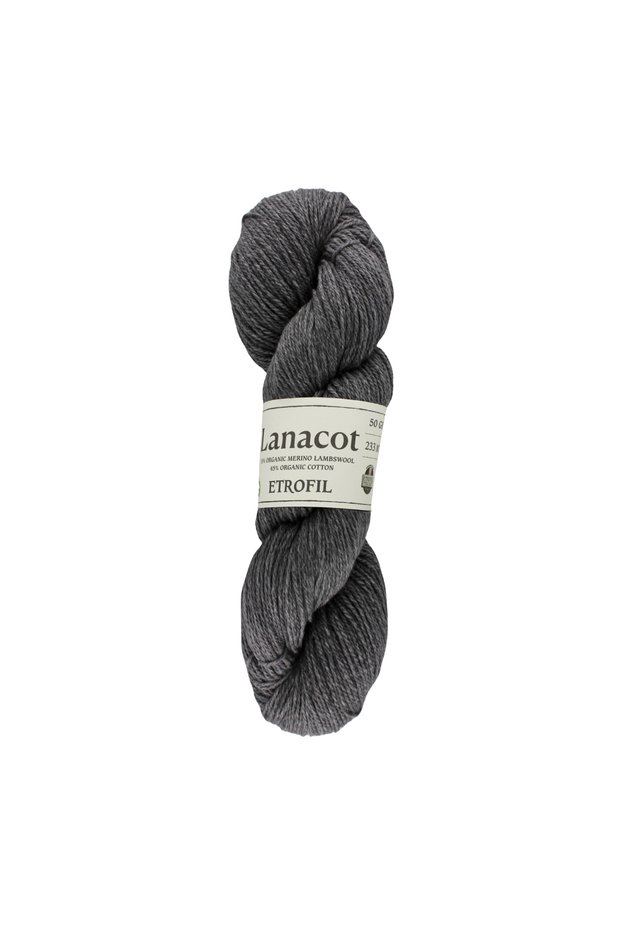 Lanacot Knitting Yarn Charcoal Gray 55% Organic Merino Wool 45% Organic Cotton 50g 225m (79202)