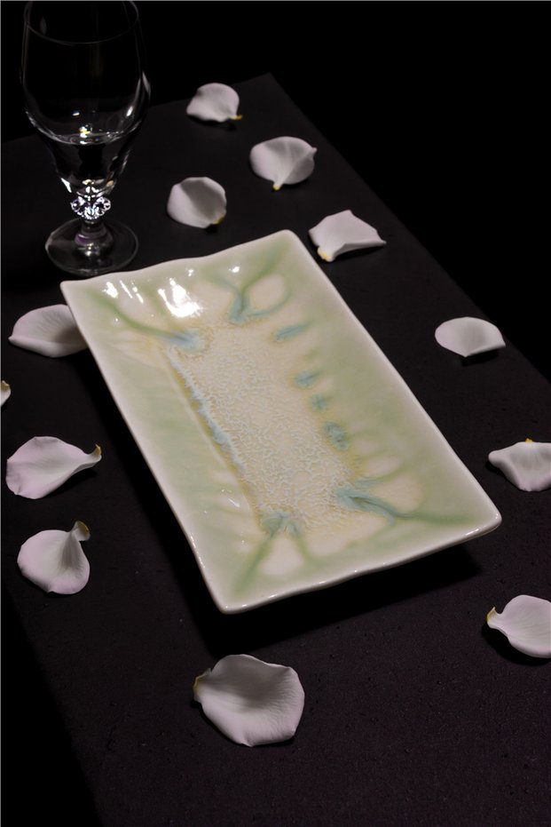 Set of 6 34X20 cm Oceana Patterned Organic Form Porcelain Large Oval Presentation Plates