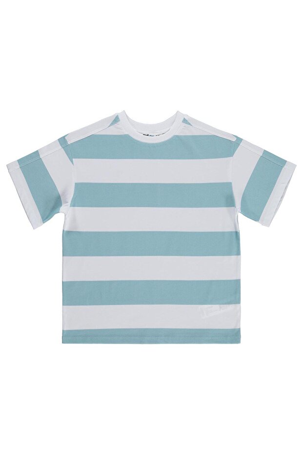 Basic Striped T-Shirt for 6-9 Years Old - Blue