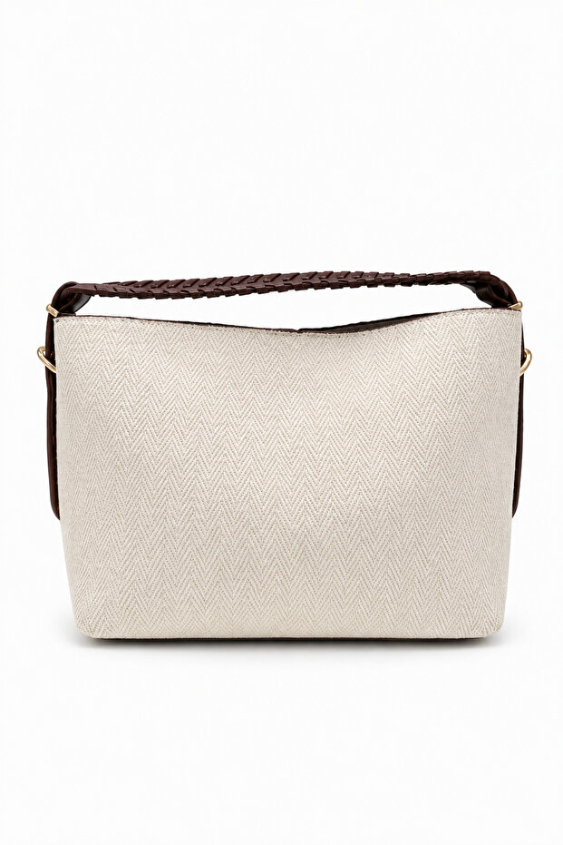Elara Textured Cream Linen Claret Red Women's Hand and Shoulder Bag