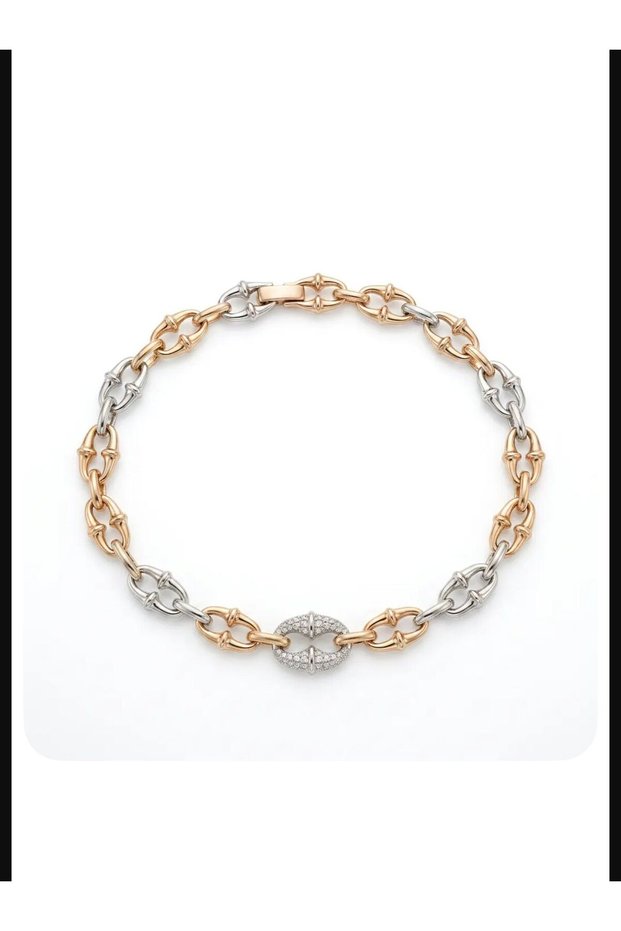 Silver and Copper Color Bone-Looking Steel Women's Bracelet