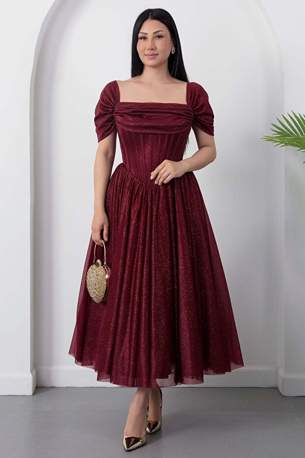 Heart Collar Tulle Dress with Gloplu Bal208