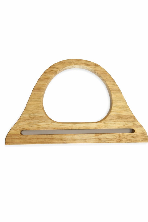20X12 cm Wooden Bag Handle Beige – Wooden Bag Handle 2 Pieces - Knitted, Macrame and Handmade Bag Handle