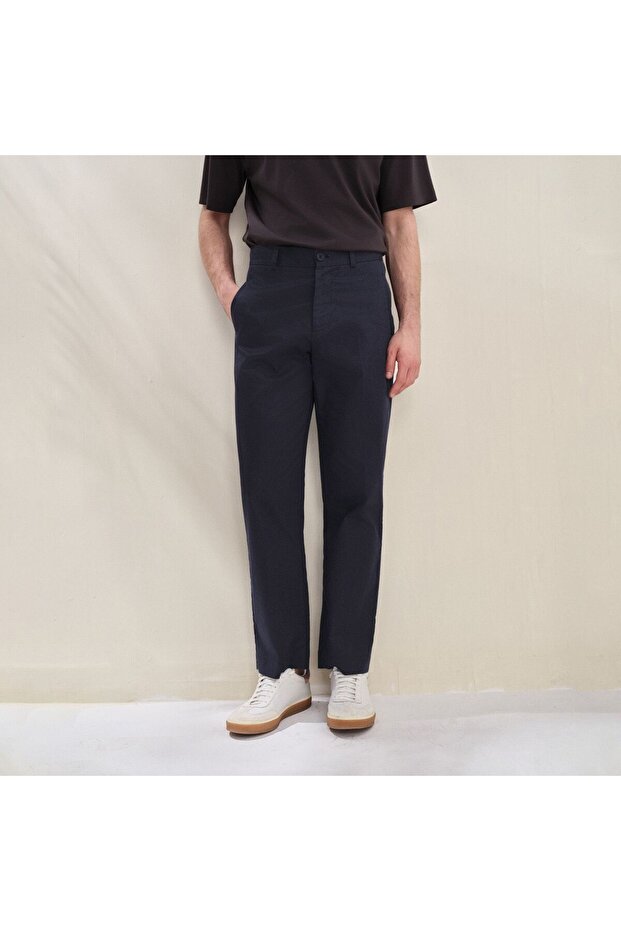 Men Regular Tencel Cotton Khaki Pants
