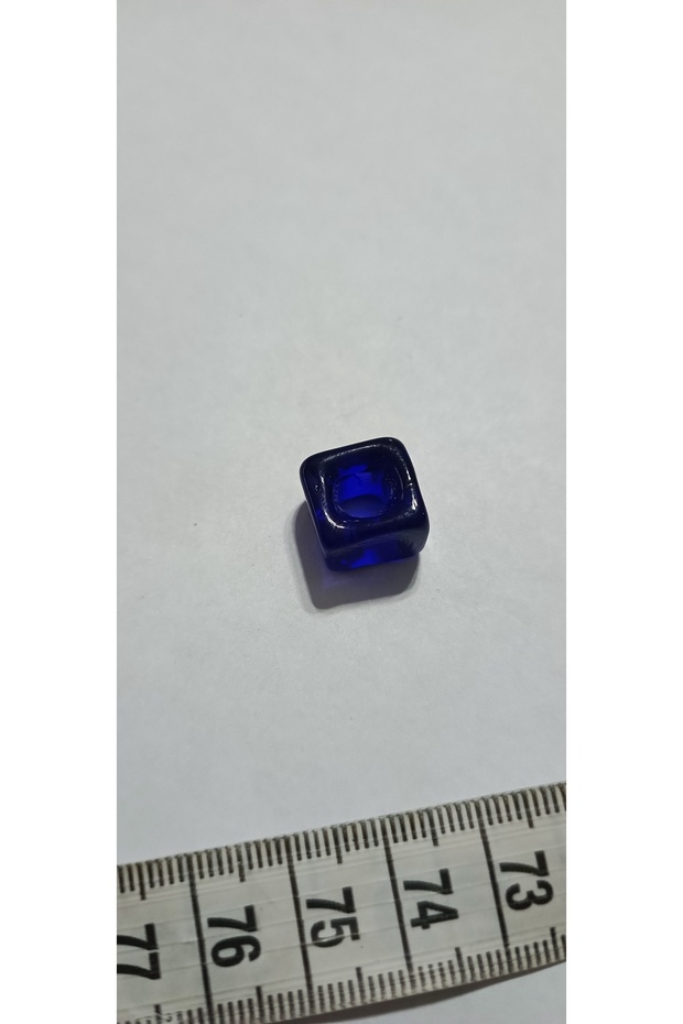 Blue Square Handcrafted Glass Bead for Necklace and Bracelet 1 Piece