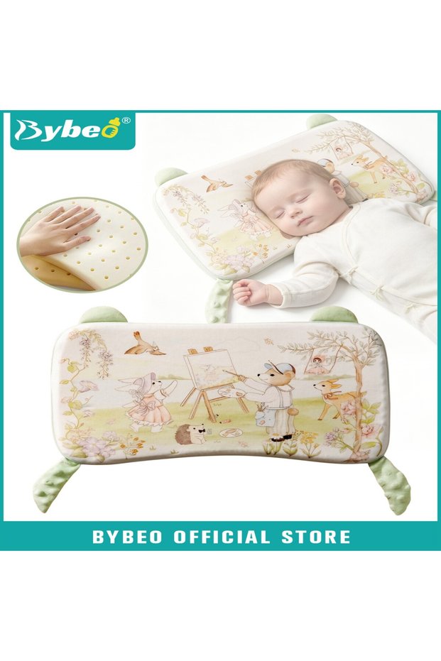 Baby Nursing Sleeping Pillow, Baby Spine Protection Pillows, Toddler Head Support Pillow with Snoothing Bars for 3+ Months Infants and Kids, Upgraded Silicone Core