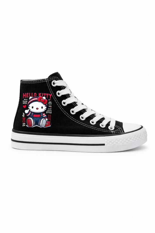 Hello Kitty New Printed High-Top Black Kids Sneaker