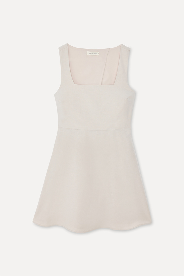Women's Stone Color A-Form Sleeveless Mini Dress