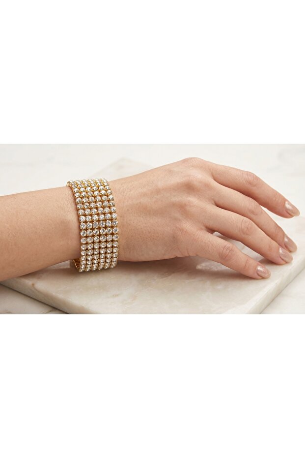 Royal Radiance Crystal Cuff Bracelet