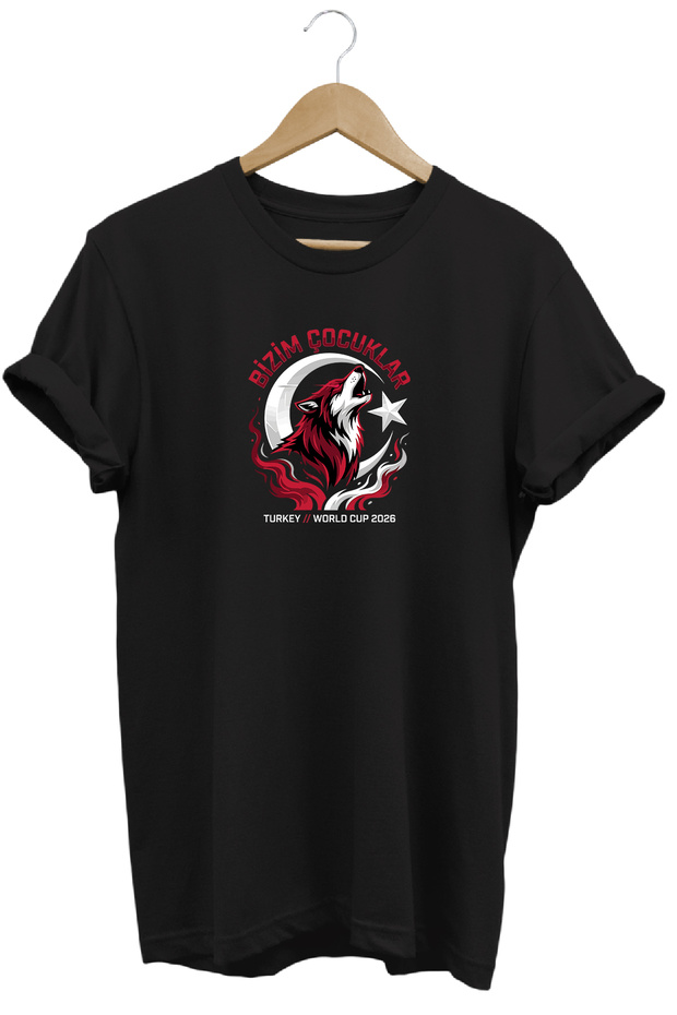 Moon Star and Wolf Printed Turkey T-Shirt World Cup National Team Our Children