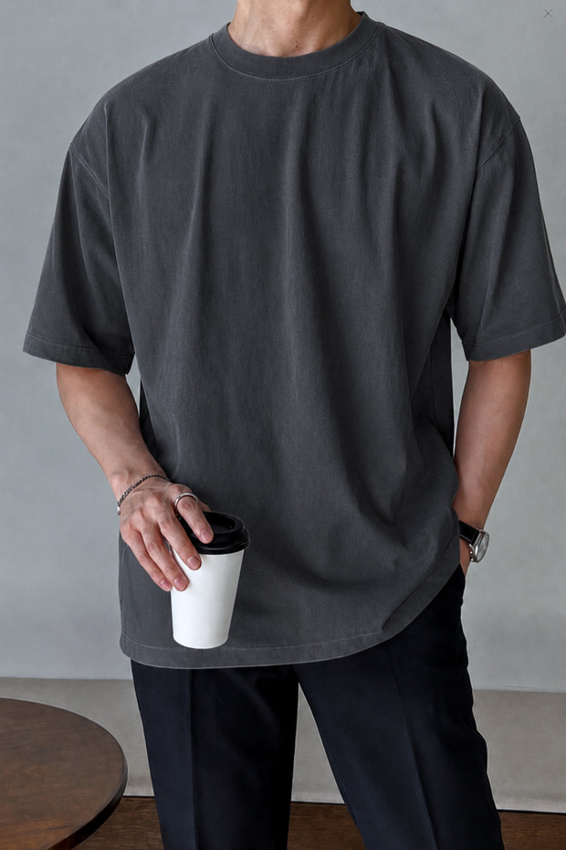 Men's Oversize Crew Neck 100% Cotton Plain Basic Summer T-Shirt