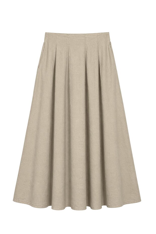 Mixray High Waist A-Line Midi Skirt
