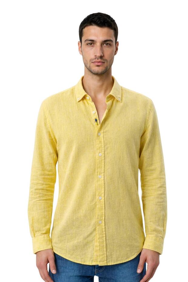 Ar-Ma Men's Shirt Without Print Basic Button Closure Pocketless Long Sleeve Shirt Regular Fit Y31485118002