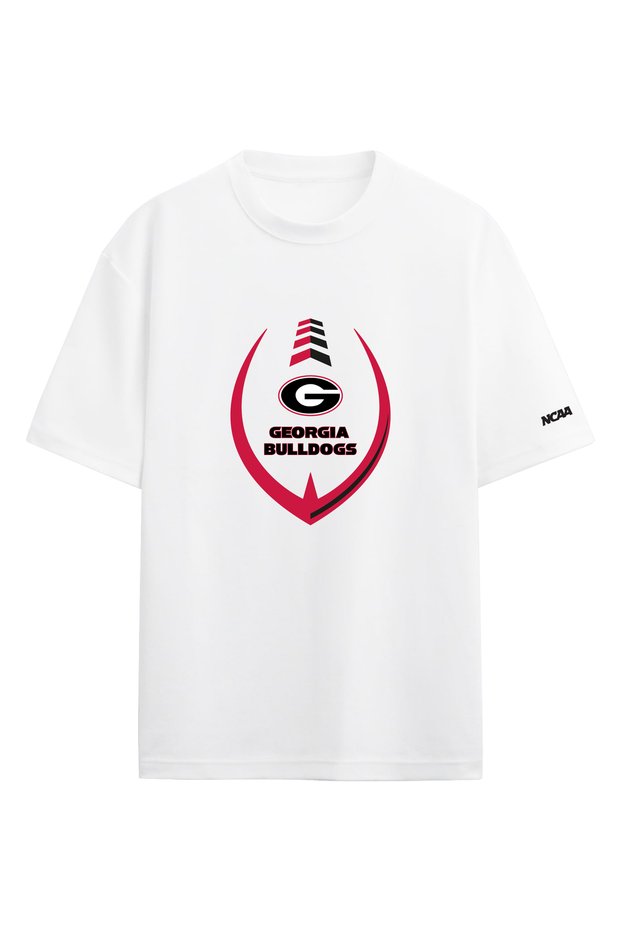 Georgia Bulldogs Ncaa College American Football White Oversize T-Shirt