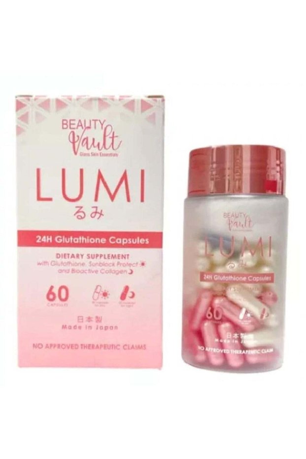 Beauty Vault Lumi 24H Glutathione Capsules for Skin Whitening, 60 Capsules