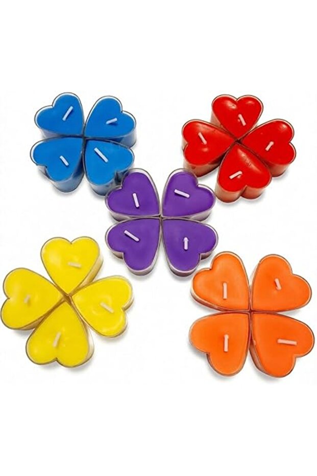 Scented Soy Wax Heart Shaped Tealight Candles, Multicoloured, Natural Hand-Poured