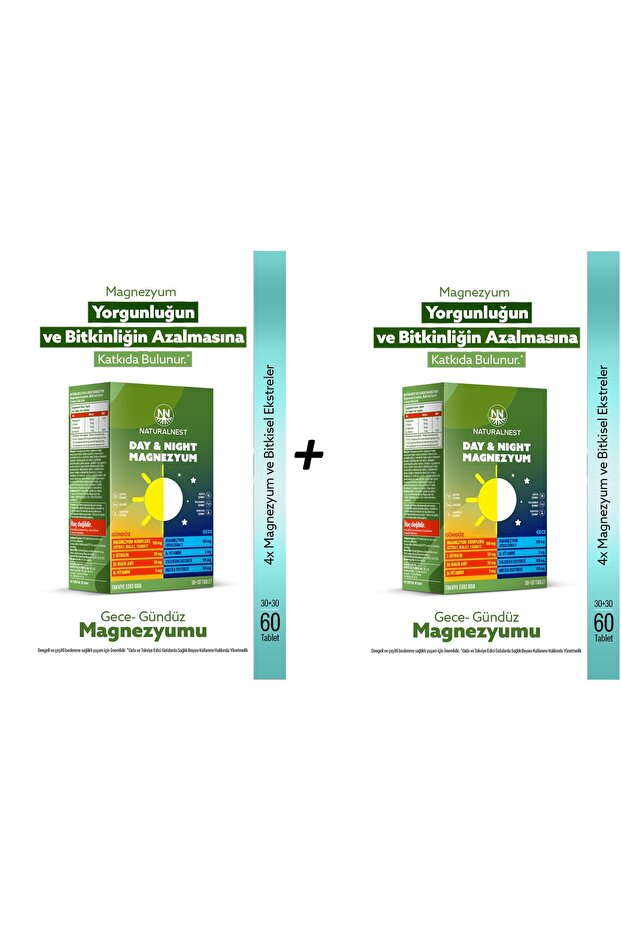 Natural Nest Day Night Magnesium 60 Tablets 2 Pieces