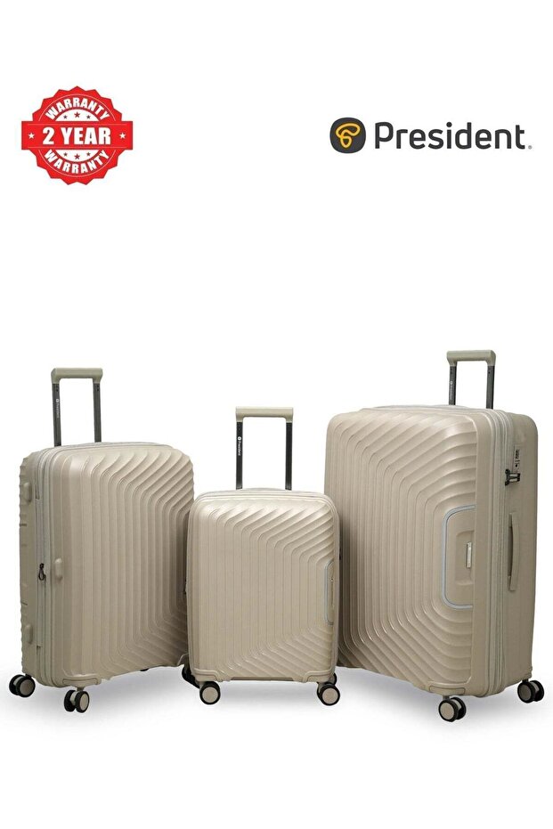 3 Piece Hard Luggage Set with TSA Lock | Lightweight Spinner 360° WheeL (BEIGE)