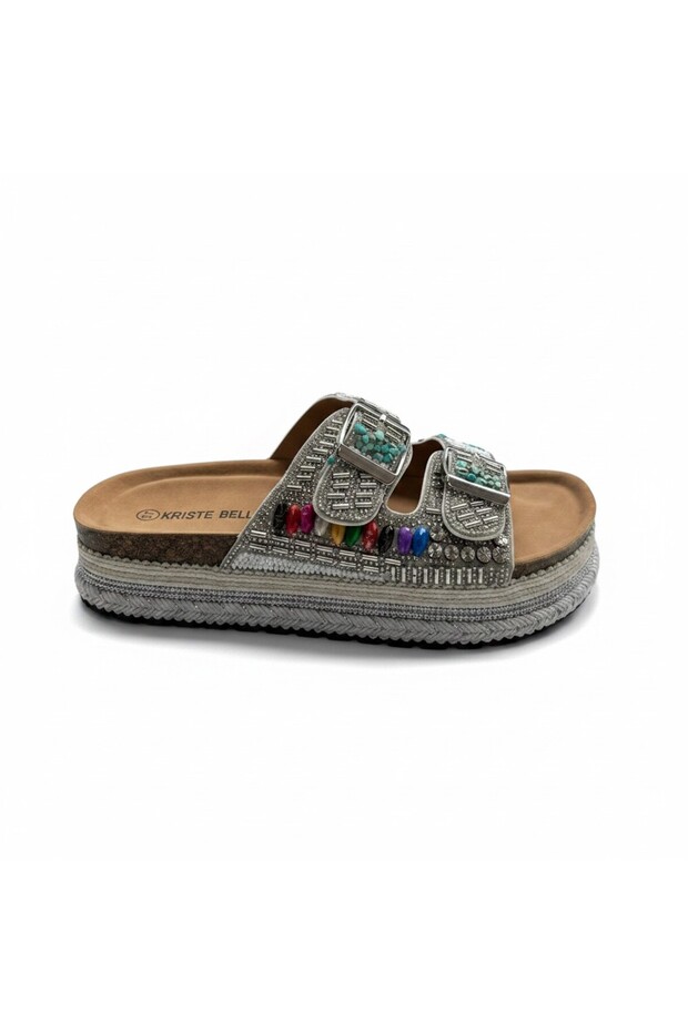 Imported Stoned Double Buckle Women's Slippers