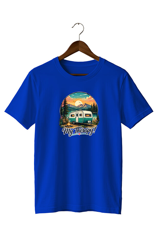 Nature Mountain Caravan and Sunset My Therapy Printed T-Shirt 100% Cotton