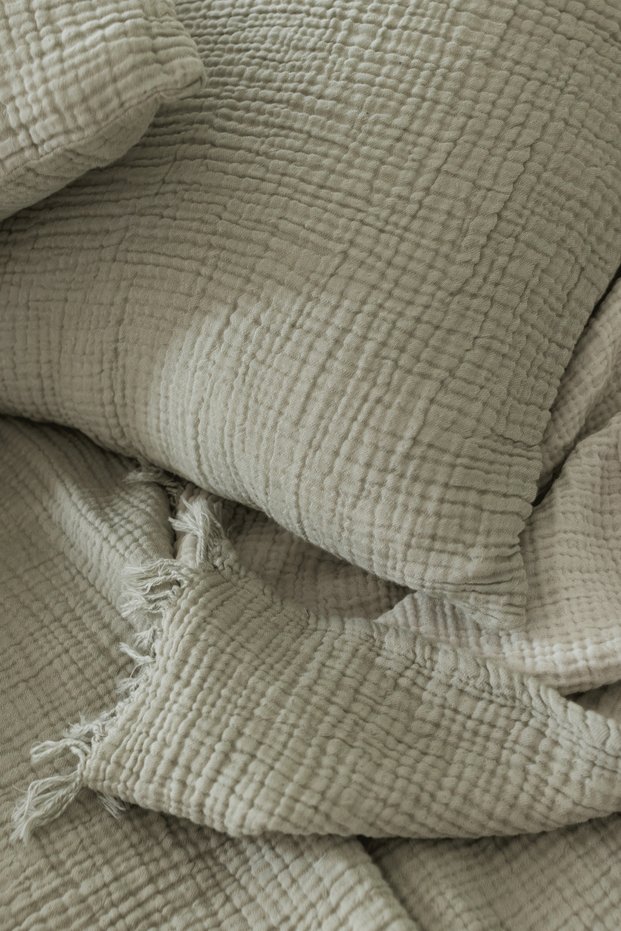 Premium Muslin 4 Layer Pillowcase, Organic Cotton Muslin Fabric 50X70 cm 2 Pieces Pillowcases