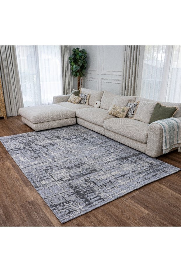 Abstract Grey Rug, Ultra Soft Area Carpets For Bed Room, Living Room, And Dining Room, Antislip Floor Carpets, Easy To Clean, Made In Turkey, Polypropylene, Rectangle
