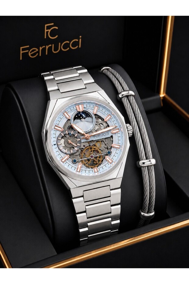 Automatic and Self-Winding Solar and Moonlight Dial Men's Wristwatch with 2 Year Warranty Bfc.M3558.S5