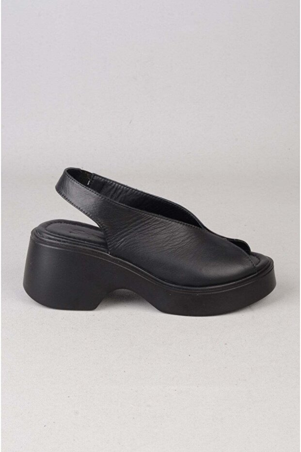 Select 4126 genuine leather heel women's sandal (heel: 6.5cm platform: 2.5cm) black