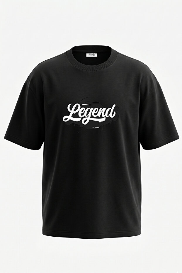 Graffiti Legend Design Back Printed Cotton Black Oversize T-Shirt