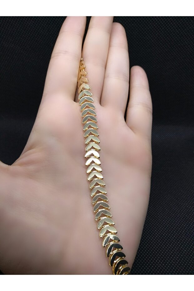 Fishbone Flat Gold Plated Imprint Bracelet