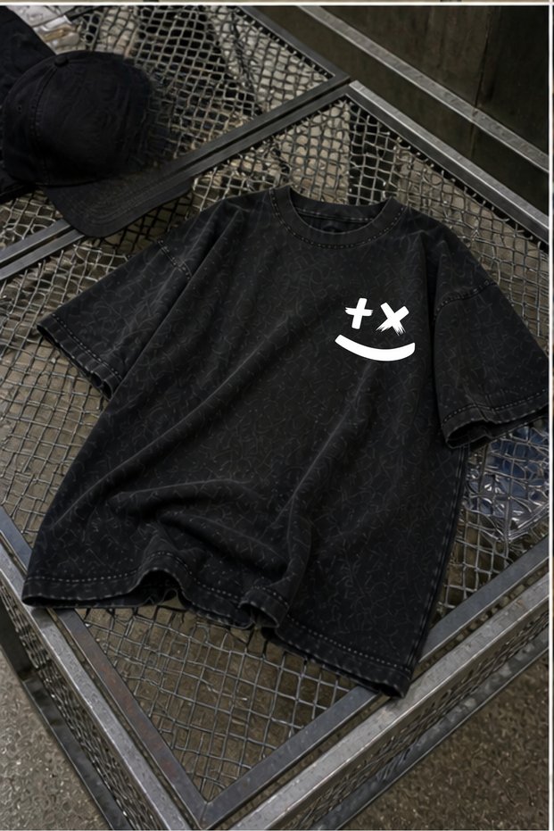 Modex Washed Oversize Unisex T-Shirt Washed Vintage Street Style Street Fashion Cotton Comfortable Fit Daily Wear T-Shirt