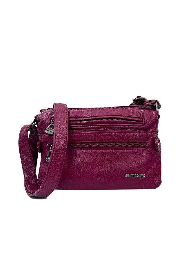 Women's Soft Textured Faux Leather 8-Pocket Shoulder Bag