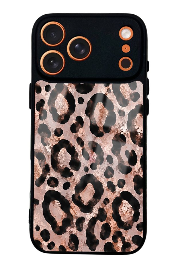 iPhone 17 Pro Rose Gold Leopard Design Glossy Phone Case