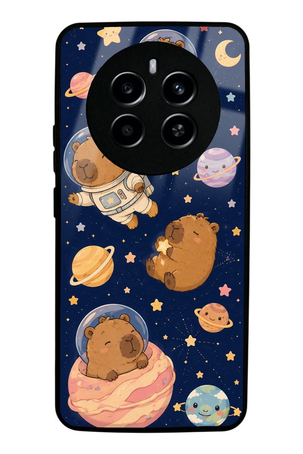 Realme 12 Pro Glossy Phone Case with Cosmic Capybara Design