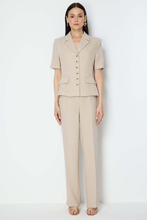 High Waist Cotton Wide Leg Pants