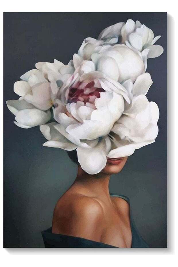 Flower Girl Printed Wall Art Grey/Beige/White 40x60cm