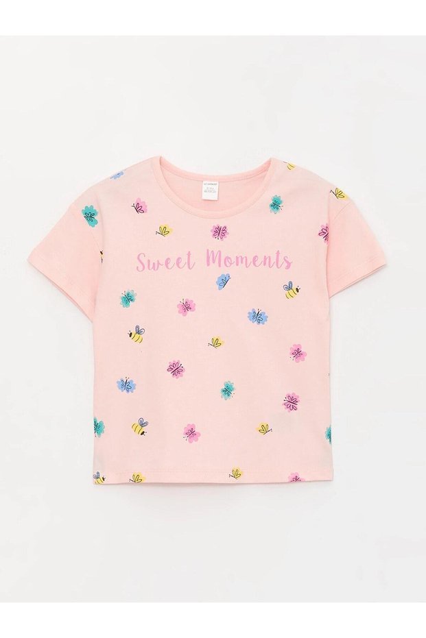 Crew Neck Printed Short Sleeve Baby Girl T-Shirt (S4)