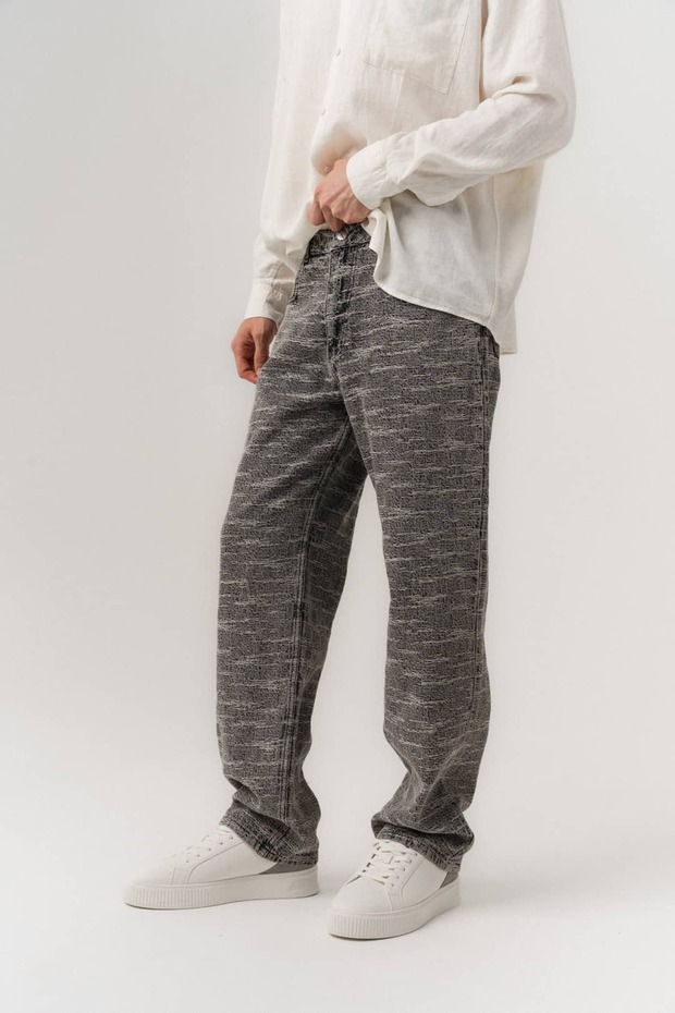 Wave Jacquard Jean Baggy Trousers