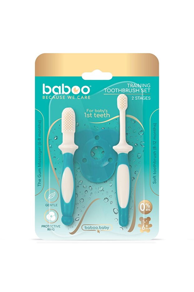 Silicone Baby Toothbrush Set - 6m+ - Lagoon Fiesta