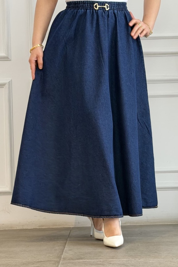 Elastic Waist Denim Skirt
