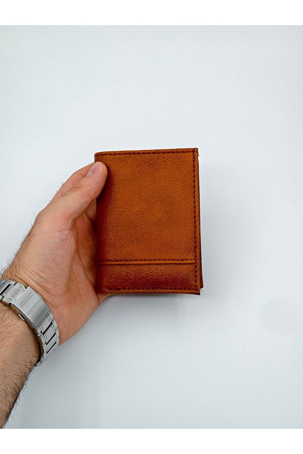 محفظة رجالية كلاسيكية بتصميم رفيع عمودي متعدد الأقسام مع حامل بطاقات العمل