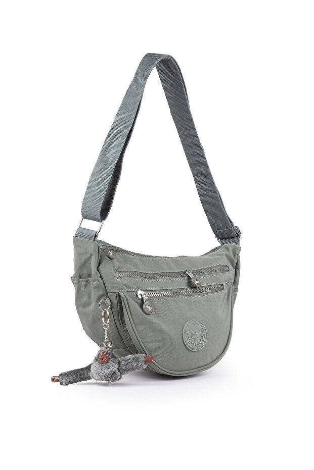 Krinkıl / Klinkır Waterproof Lightweight Multi-Compartment Half Moon/Crescent Crossbody Shoulder Bag Gray 147L