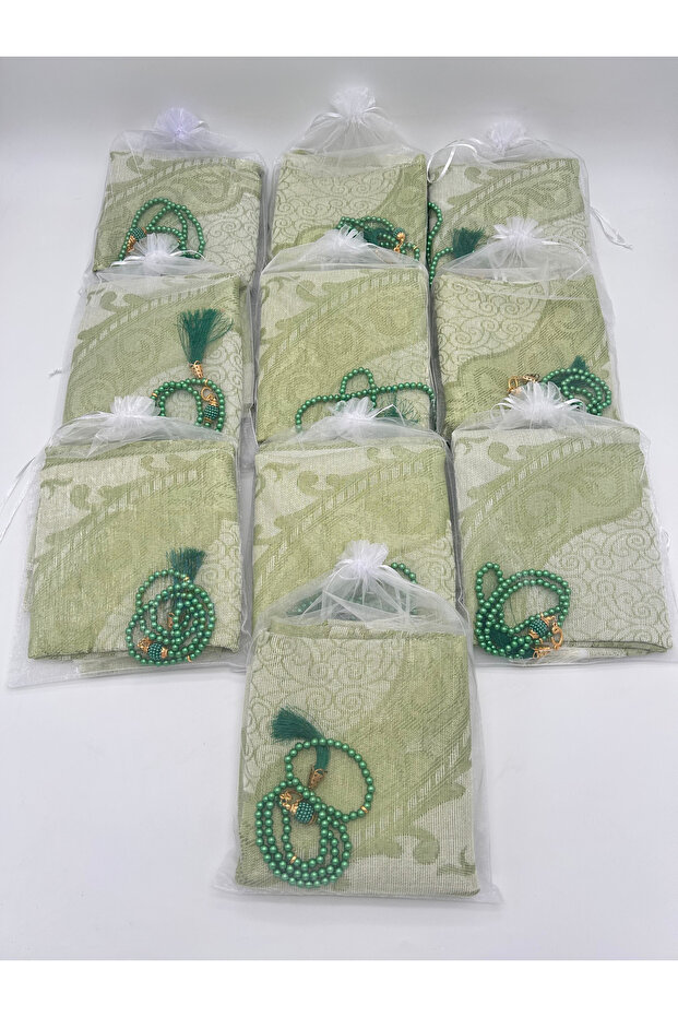 10 Pieces Gift Set (with Gift Packaging-Mevlüd-Hac&Umre) Prayery Mat and Tasbih Set