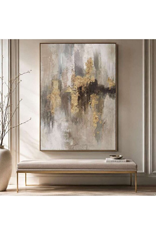 Percival Hand Painted Canvas Wall Art 120x180cm - Gold