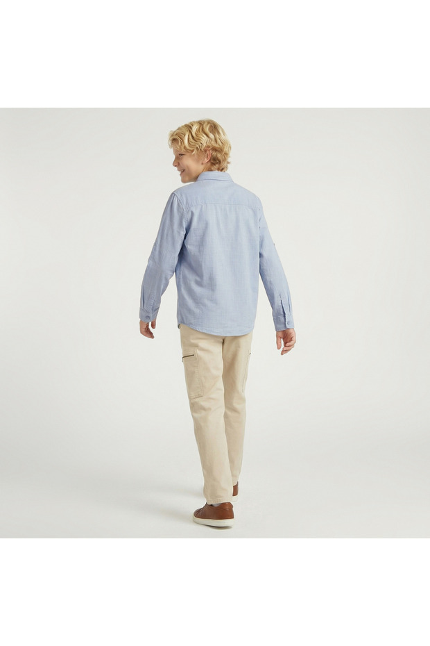 Long Sleeve Shirt with Solid Design - 3
