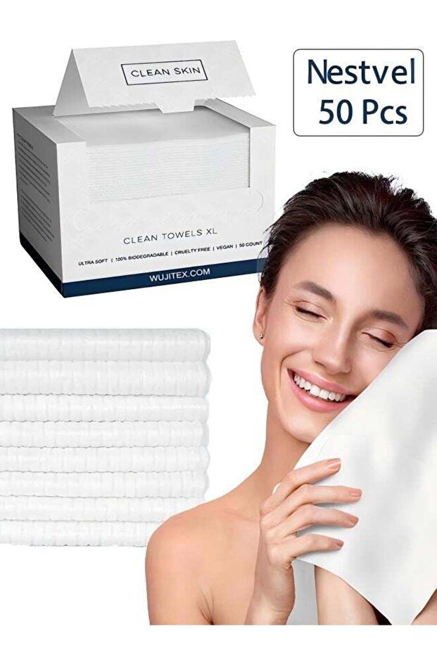 Nestvel Face Towels, 25cm×30cm Ultra Thick Gentle Exfoliation Disposable Face Towelette