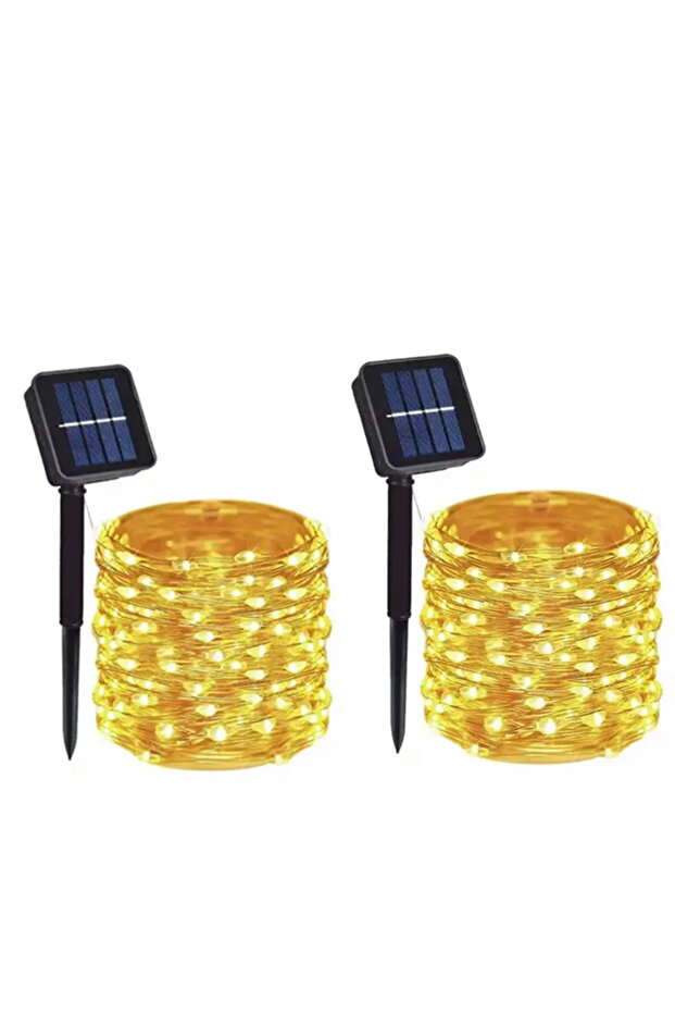 12M-100Leds Warm 2PC Solar Powered Fairy Lights 7M 12M 22M 32M Outdoor Waterproof LED String Lights