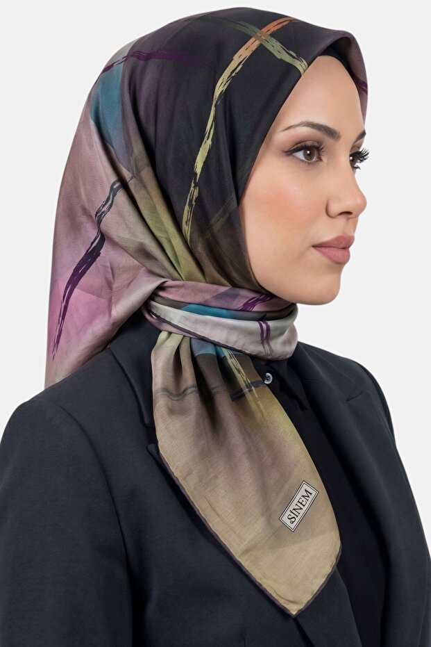 Women's Beige Pink Abstract Line Patterned Stitched Writing Pad
