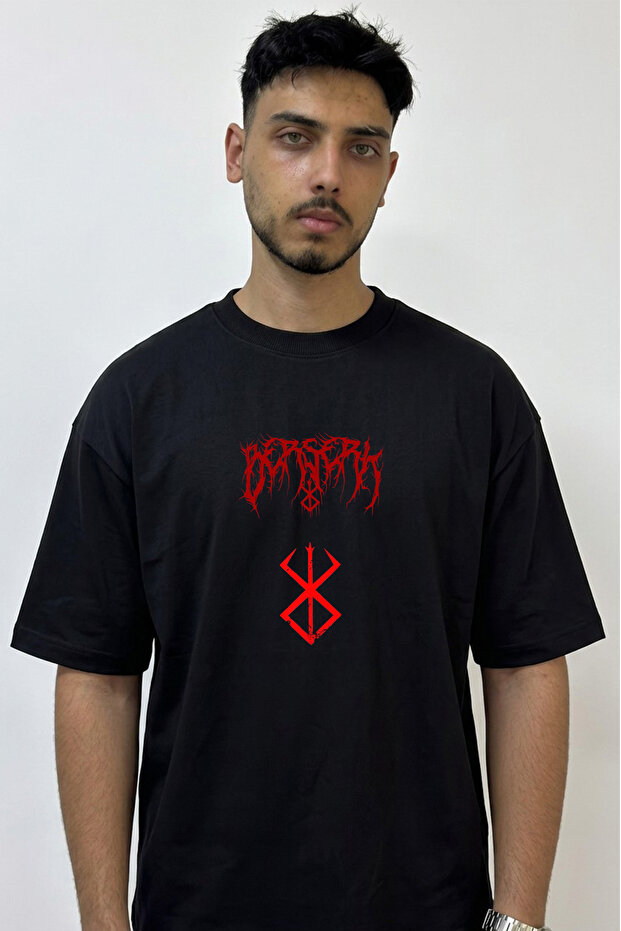 Berserk Brand_1 Design Printed Oversize Black T-Shirt