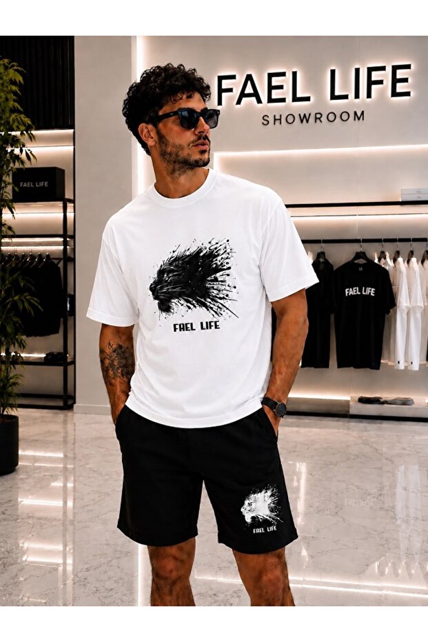 Unisex Wide-Let T-Shirt and Shorts Tiger Printed Set